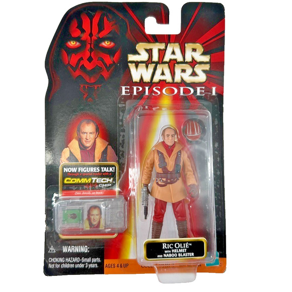 STAR WARS Episode 1 Ric Olie Figure W/ Helmet Naboo Blaster Commtech Chip Sealed - Picture 1 of 2